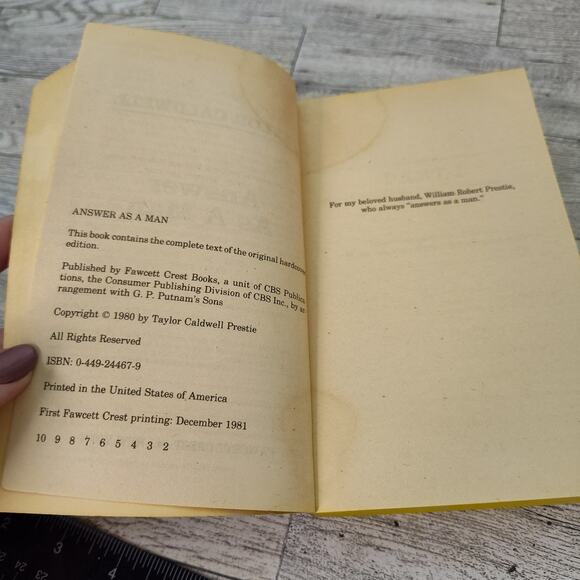 Answer As A Man by Taylor Caldwell 1981 First Fawcett Crest Printing Paperback - Picture 3 of 12